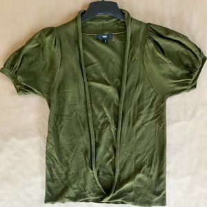 Mossimo Olive Green Puff Sleeve Cardigan.